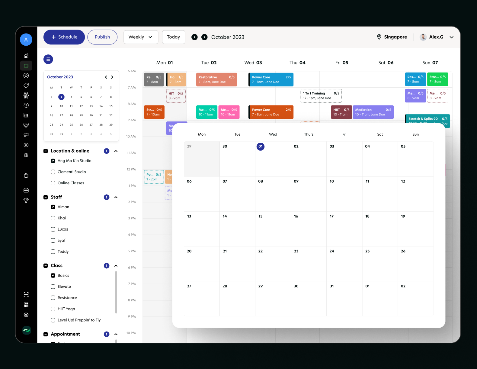 Efficiently create schedules within days, weeks, and months